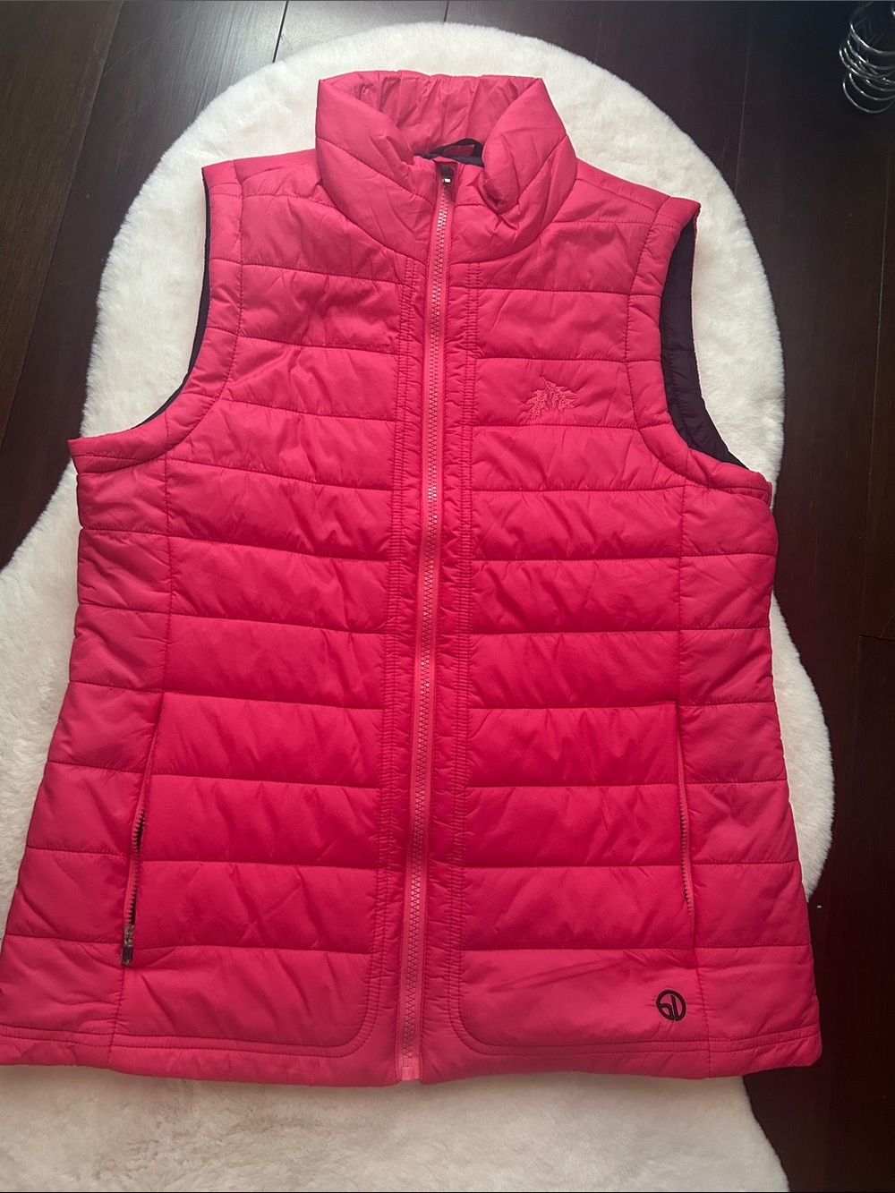 Women's Quilted Pink Puffer Vest with High Collar